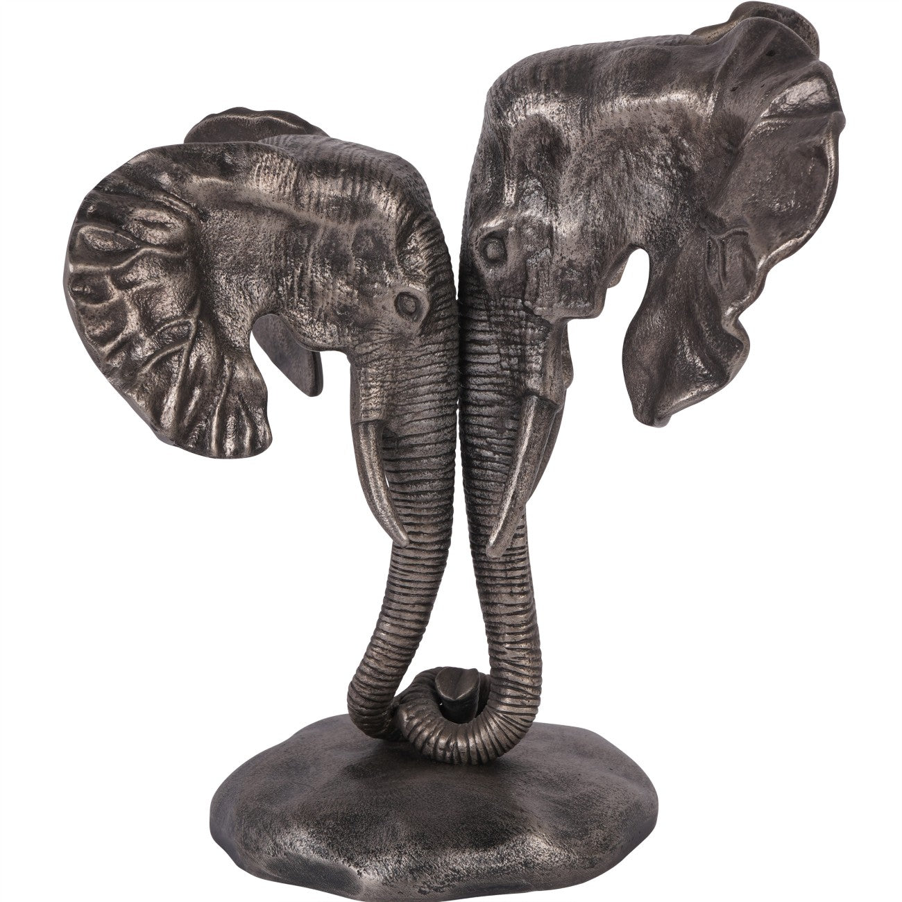 Kariba Antique Nickel Cast Aluminium Nuzzling Elephants Sculpture